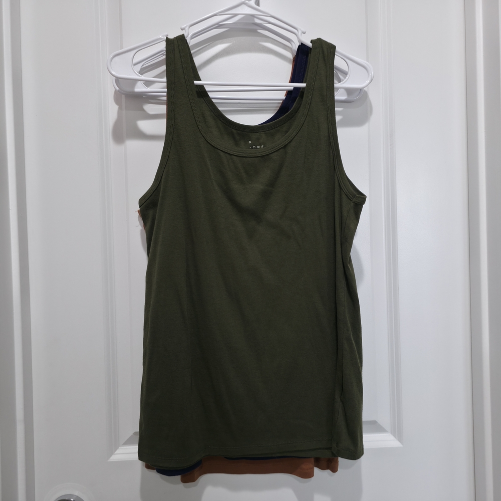 3 Pack Olive Green/Navy Blue/Burnt Orange Sleeveless Women's Top